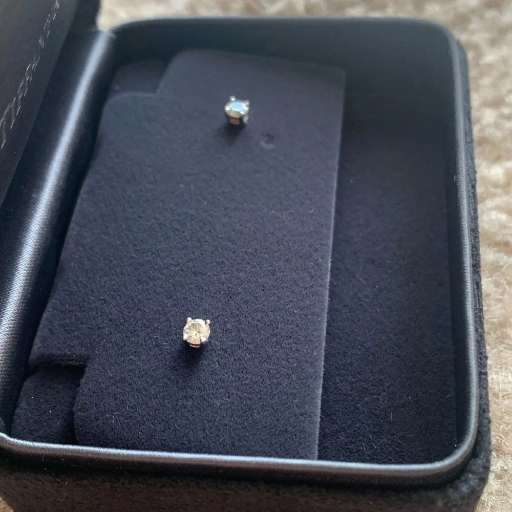 Tiffany & Co Solitaire Diamond Stud Earrings - Picture 6 of 14